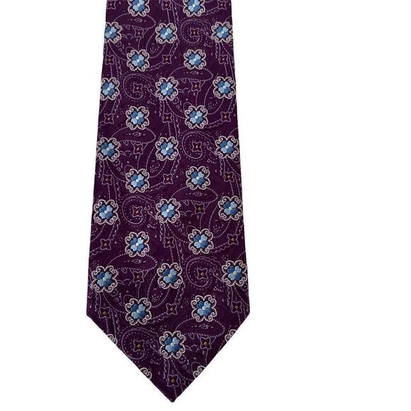 Jos. A. Bank Signature Collection Silk Purple + Blue Paisley Tie - Picture 1 of 2